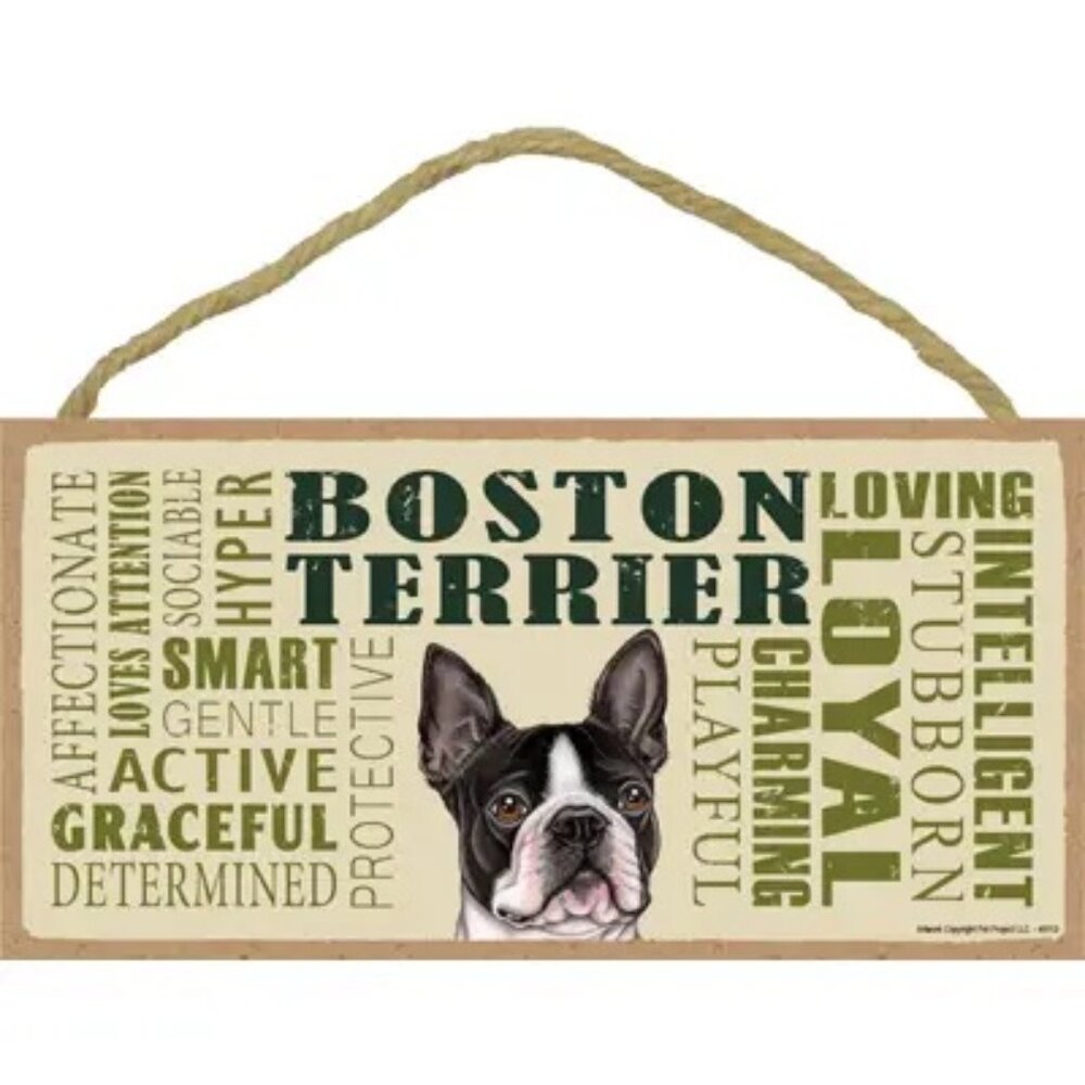 Boston Terrier Dog Breed Wood Plaque Sign 8 5" x 10"  Gift